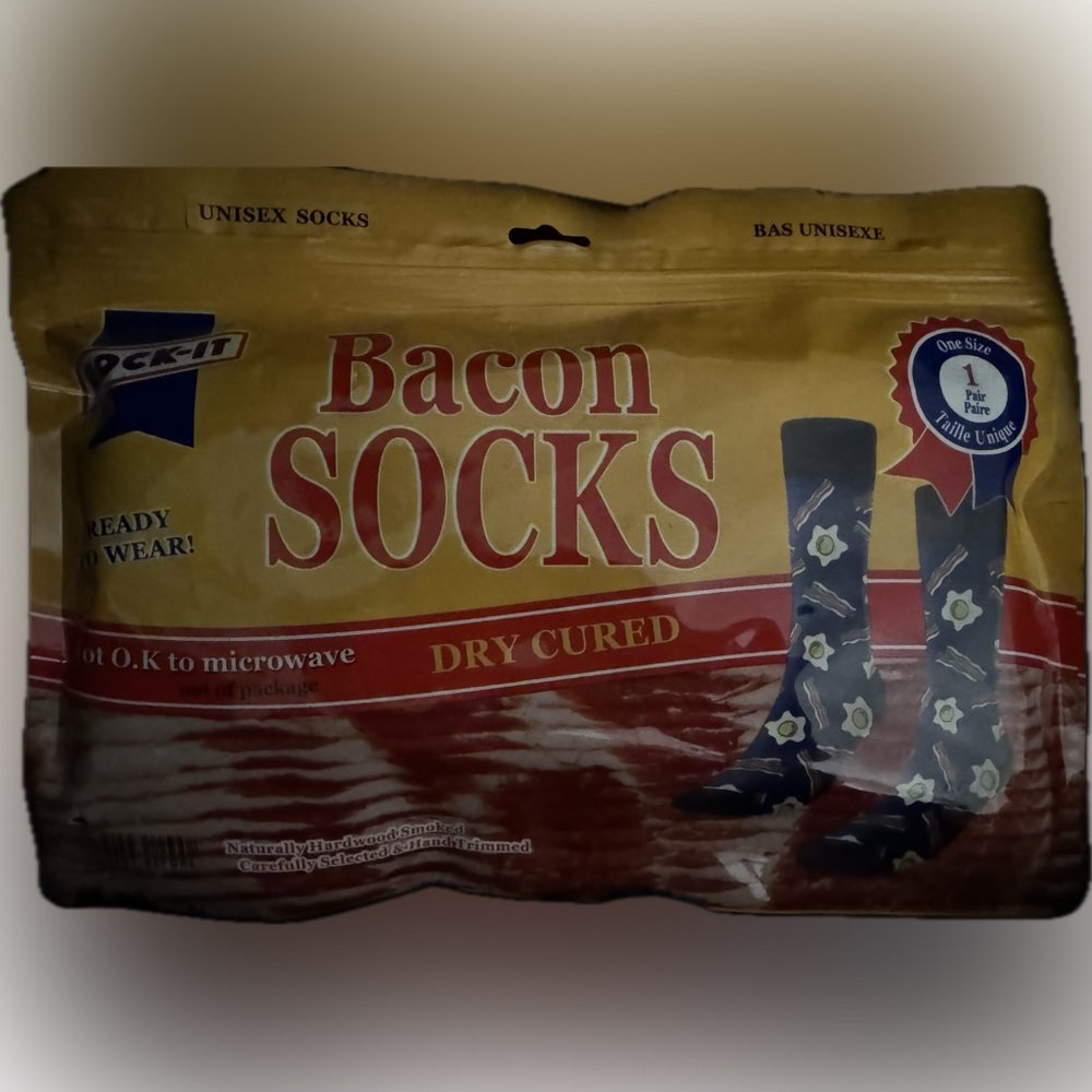 NWT -Bacon Socks Stocking Stuffer Unisex One Size